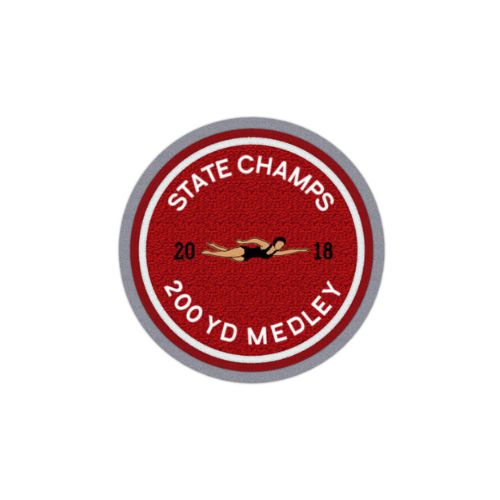 Circle Shape Swimming Patch Chenille Patches - Aqua Design for Swimmers ( 4 x 4  Inche)