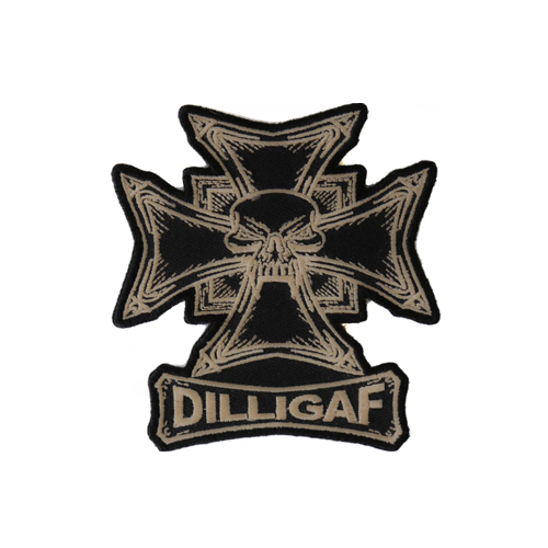 DILLIGAF Skull Cross Embroidered Patch