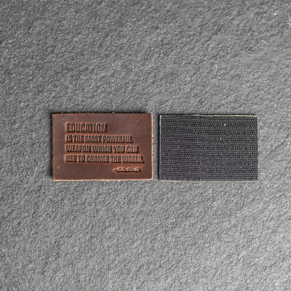 Education is the Most Powerful Leather Patch - Motivational Design for Students and Educators  ( 4 x 3 inches )