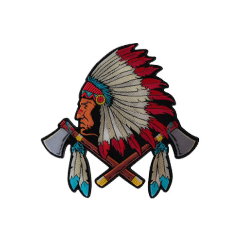 Indian Chief Battle Axes Embroidered Patch product image 1