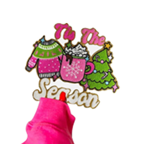 'Tis the Season Holiday Icons Embroidered Patch actual product photo