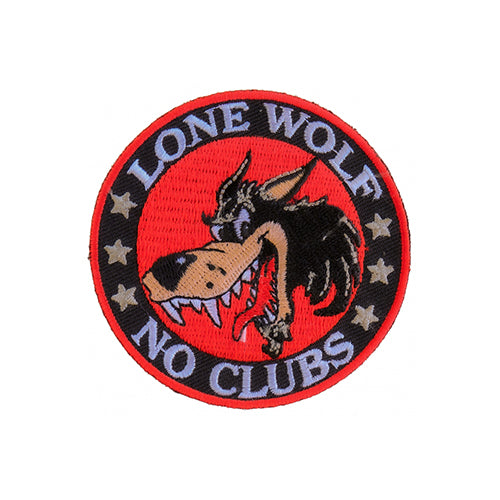Lone Wolf No Clubs Biker Embroidered Patch product image 1