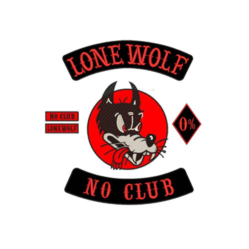 Lone Wolf No Club Embroidered Patch Set – Set of 6 Pcs – Iron-On- Patch ( 5 x 5 inches )