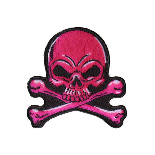 Pink Skull and Cross Bones Patch – Embroidered Iron-On Patch ( 3 x 3 inche )