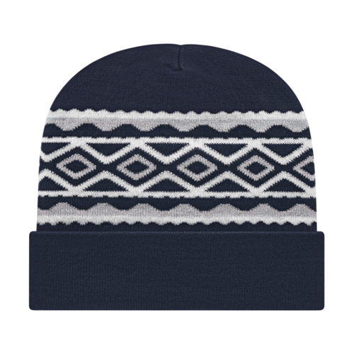 Diamond Pattern Knit Cap with Cuff