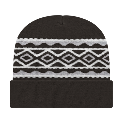 Diamond Pattern Knit Cap with Cuff