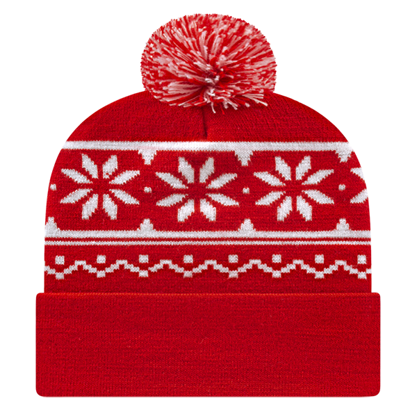 Snowflake Knit Cap with Cuff