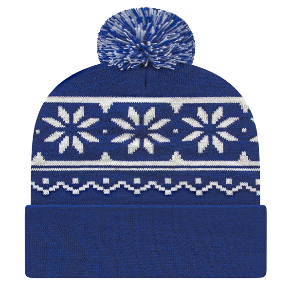 Snowflake Knit Cap with Cuff