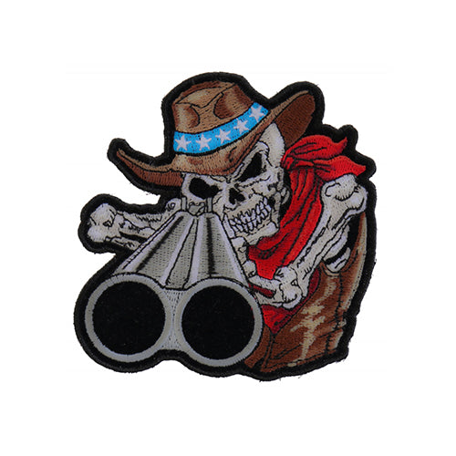 Shotgun Skull Cowboy Patch – Embroidered Iron-On Patch ( 4 x 4 inche )