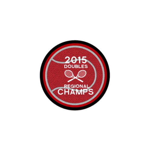 Red black and white 2015 Doubles Regional Champions tennis Chenille patch actual product photo