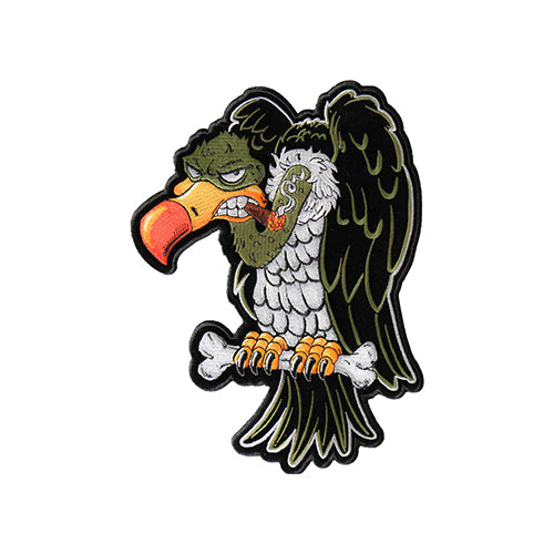 Vulture on Bones Cigar Embroidered Patch front product view