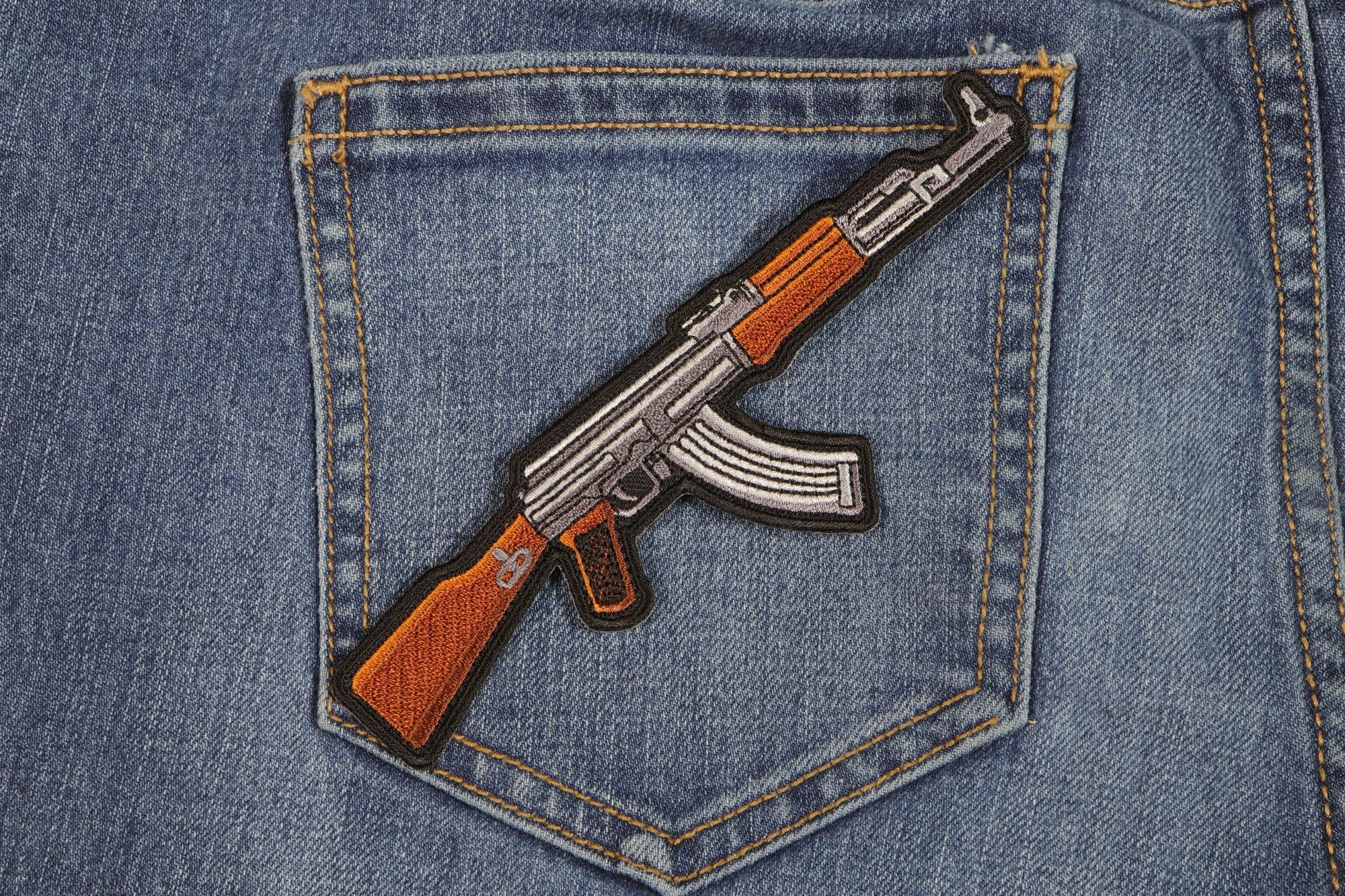 AK-47 Right Assault Rifle Gun Patch – Embroidered Iron-On Patch (  4 x 2 inches )