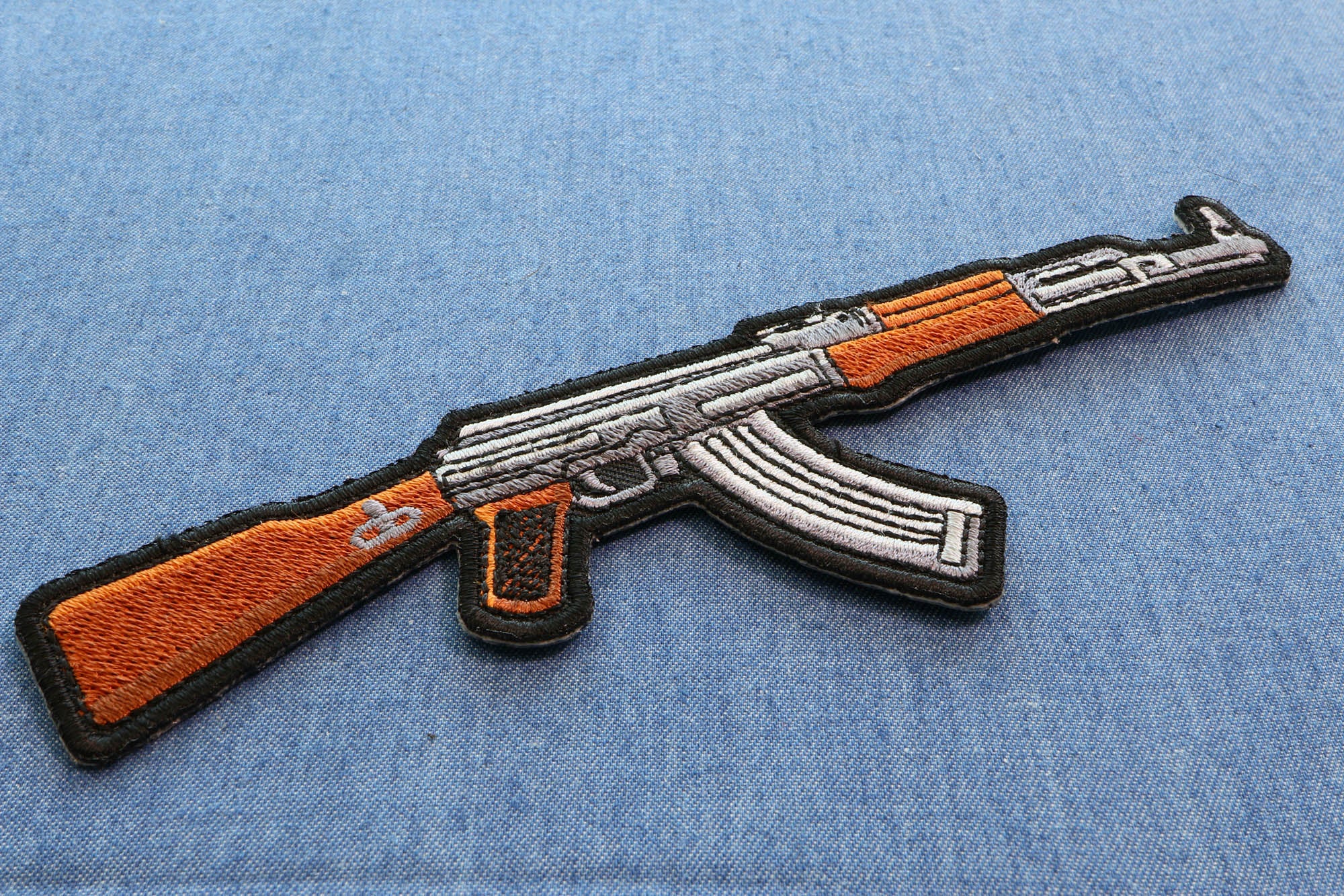 AK-47 Right Assault Rifle Gun Patch – Embroidered Iron-On Patch (  4 x 2 inches )