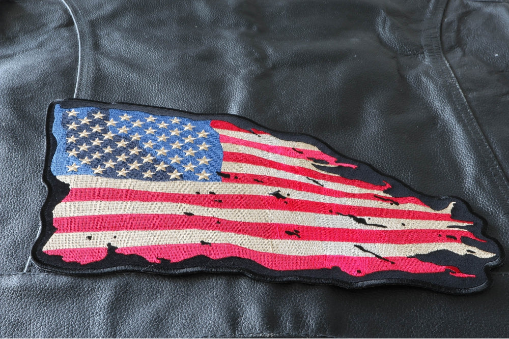 Waving American Flag Patch ( 5 x 5 inche )