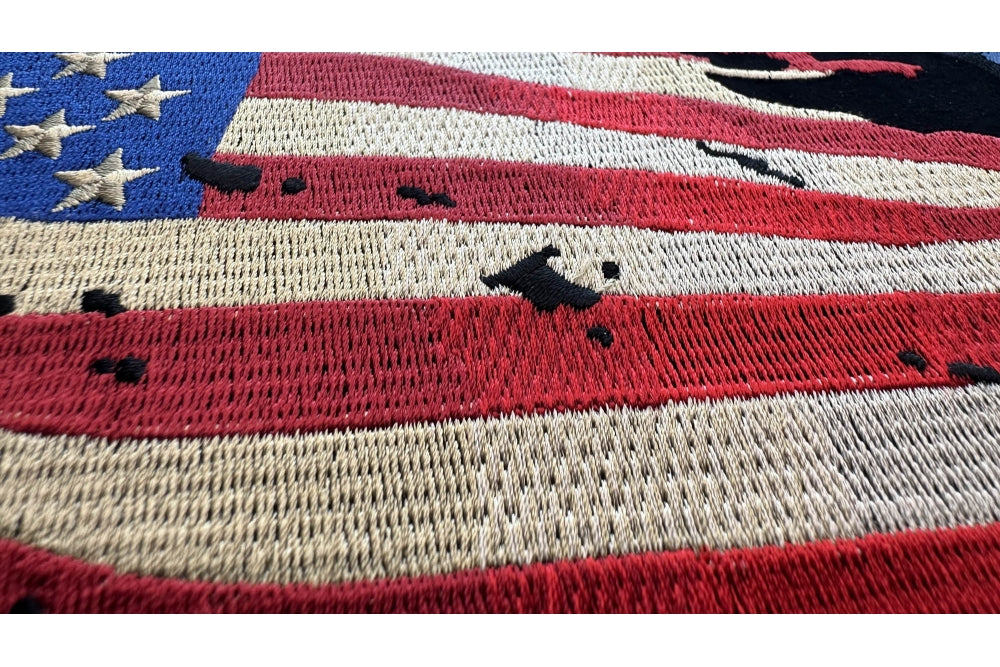 Waving American Flag Patch ( 5 x 5 inche )
