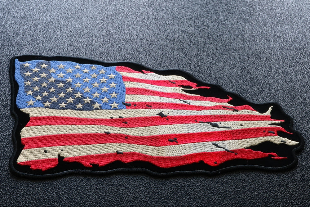 Waving American Flag Patch ( 5 x 5 inche )