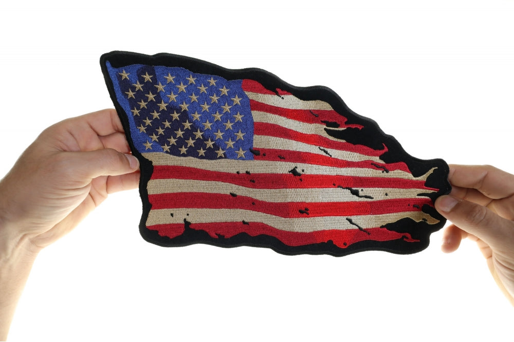 Waving American Flag Patch ( 5 x 5 inche )