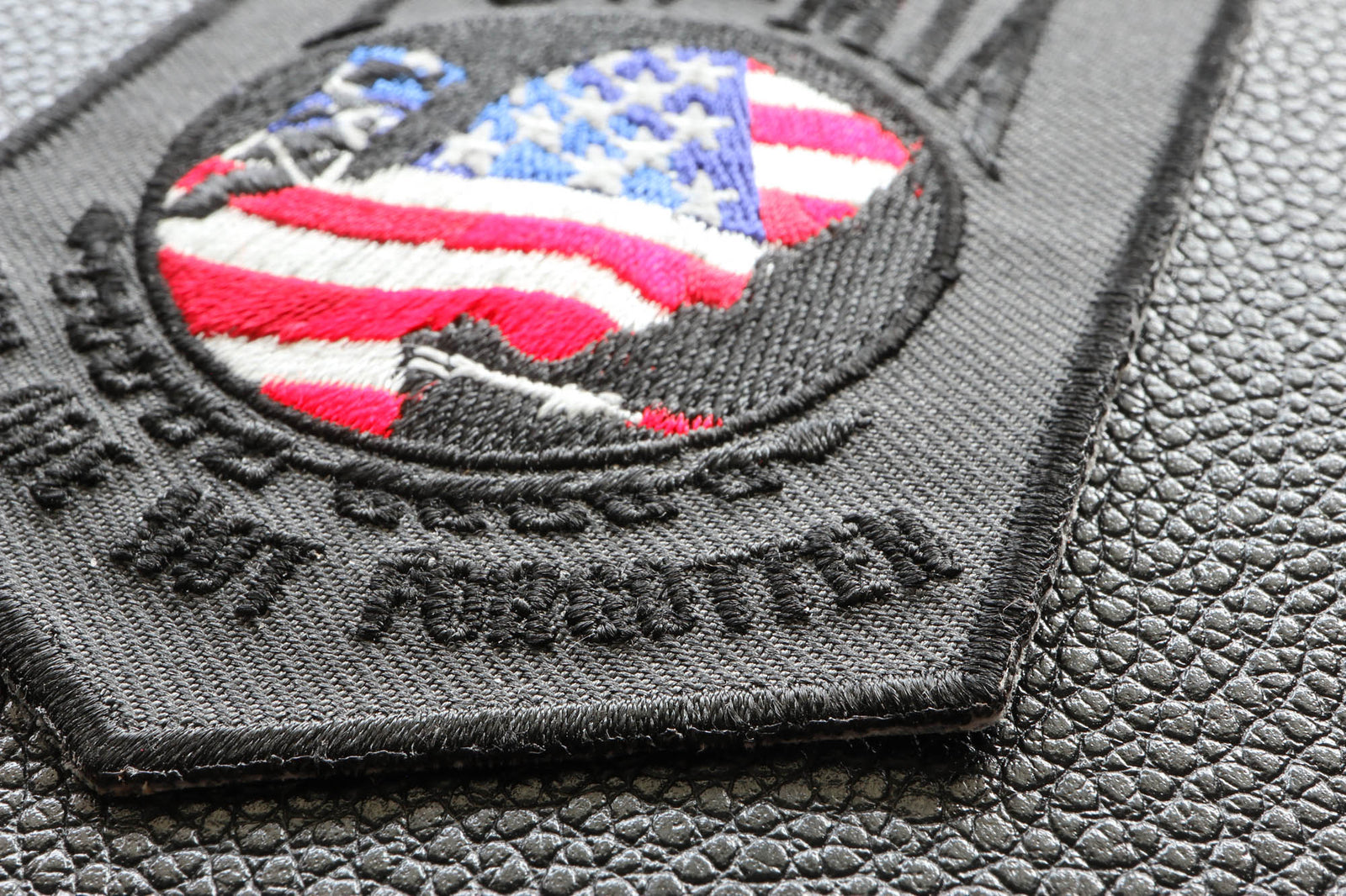 American Flag POW MIA Embroidered Patch reverse and construction view