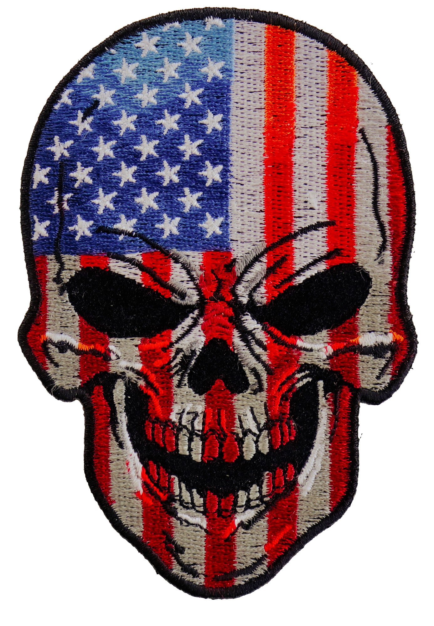 American Flag Skull Patch – Large Embroidered Artwork ( 4 x 5 inches )