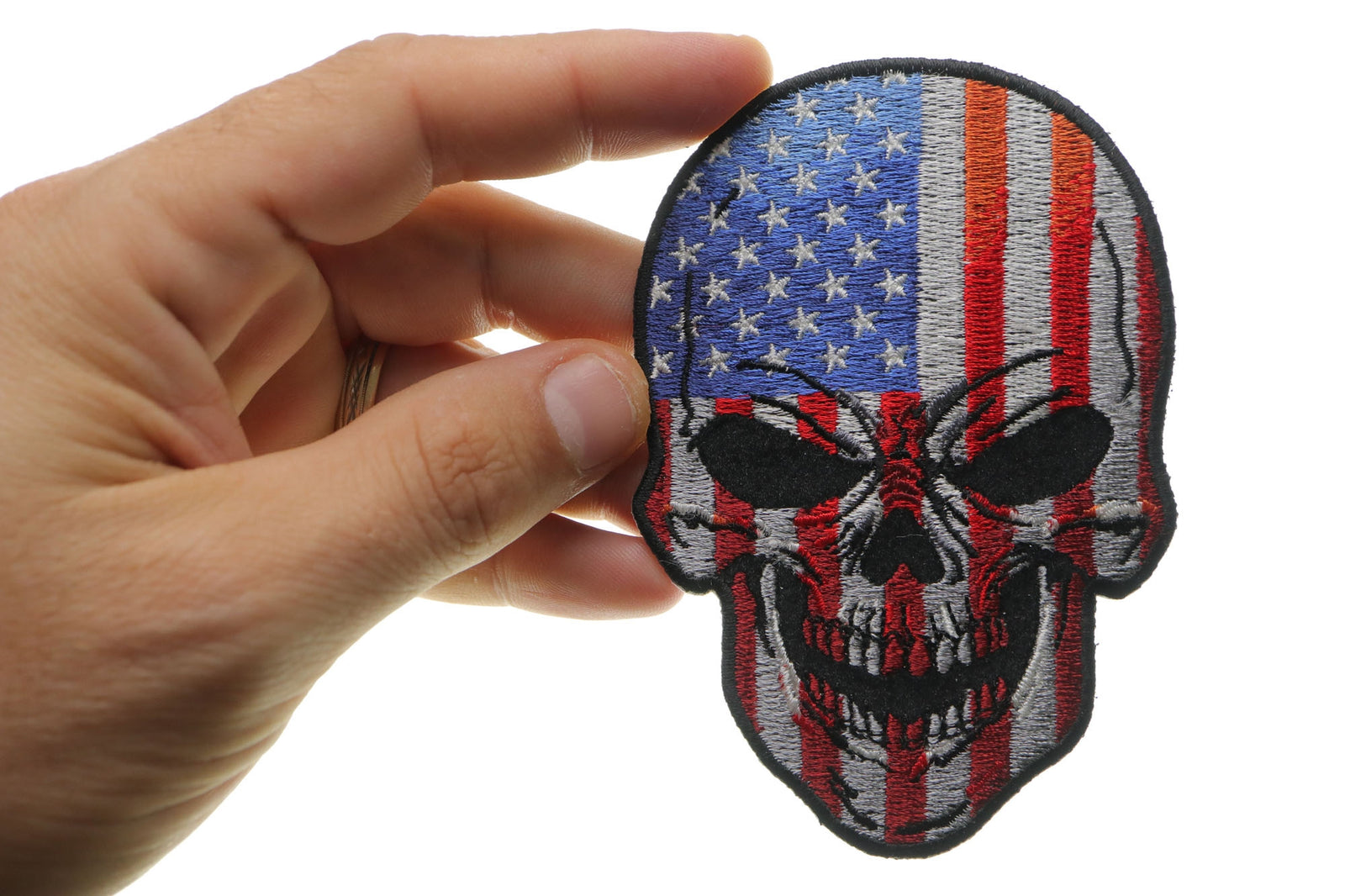 American Flag Skull Large Embroidered Patch product image 2