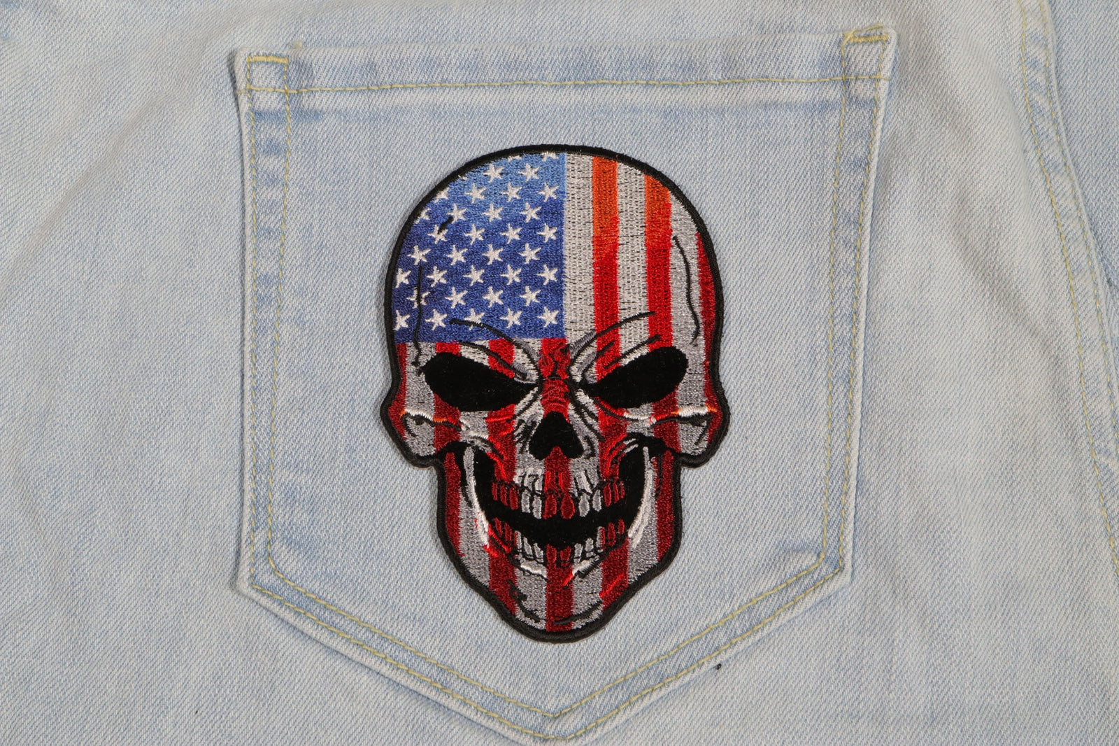 American Flag Skull Large Embroidered Patch product image 4