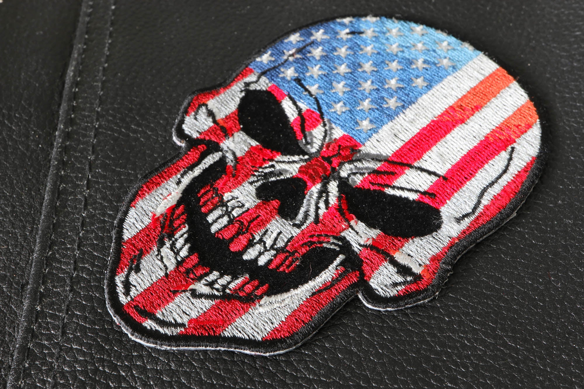 American Flag Skull Patch – Large Embroidered Artwork ( 4 x 5 inches )