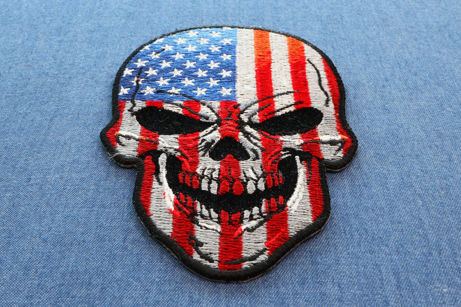 American Flag Skull Large Embroidered Patch product image 7