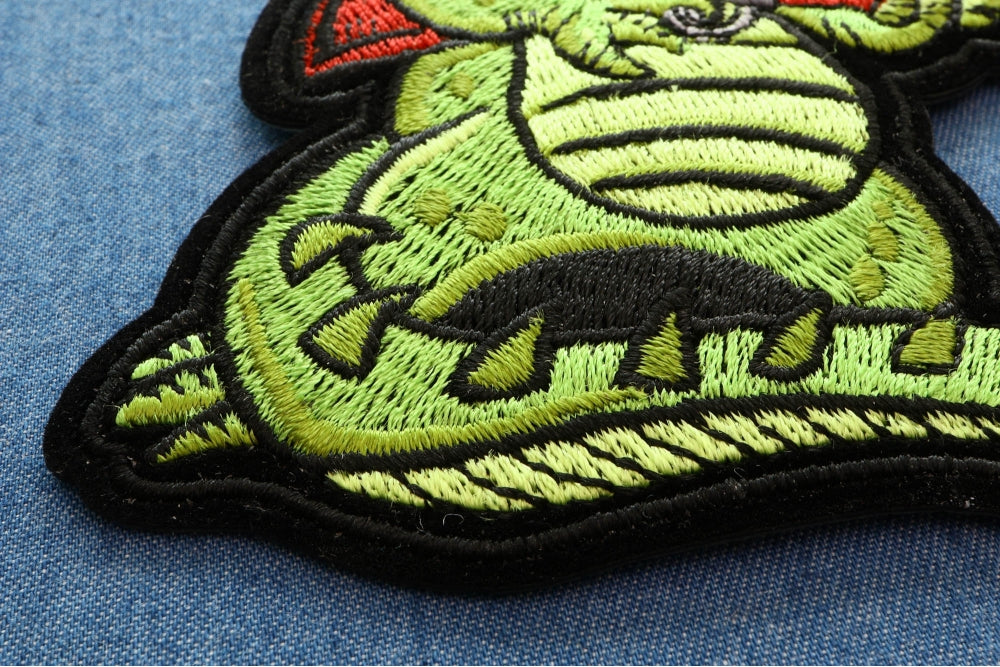 Alligator Shotgun Embroidered Patch stitching detail
