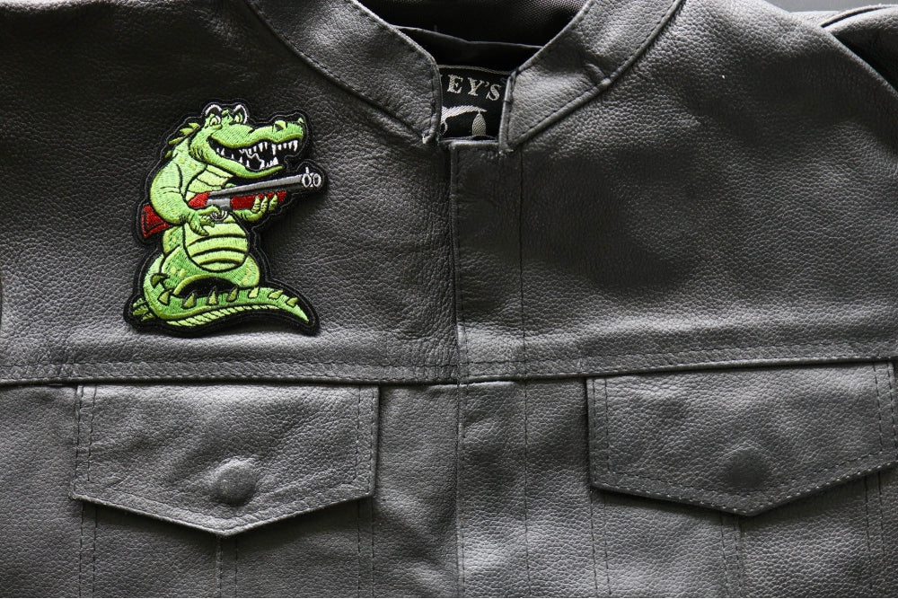 Alligator Shotgun Embroidered Patch apparel application view