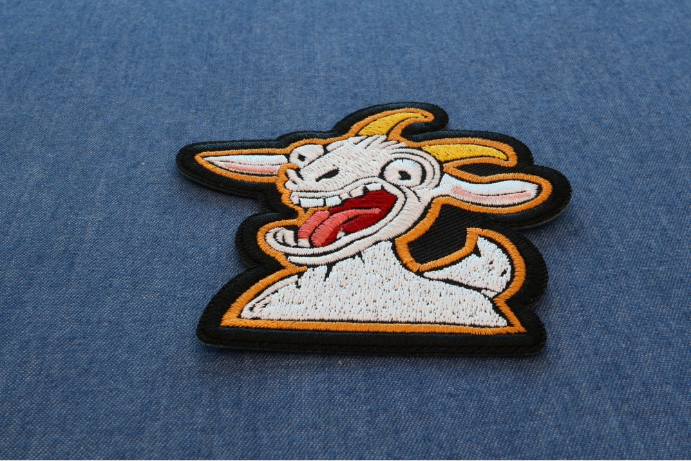 Awesome GOAT Iron-On Patch – Bold and Fun Embroidered Design (3 x 3 inches )