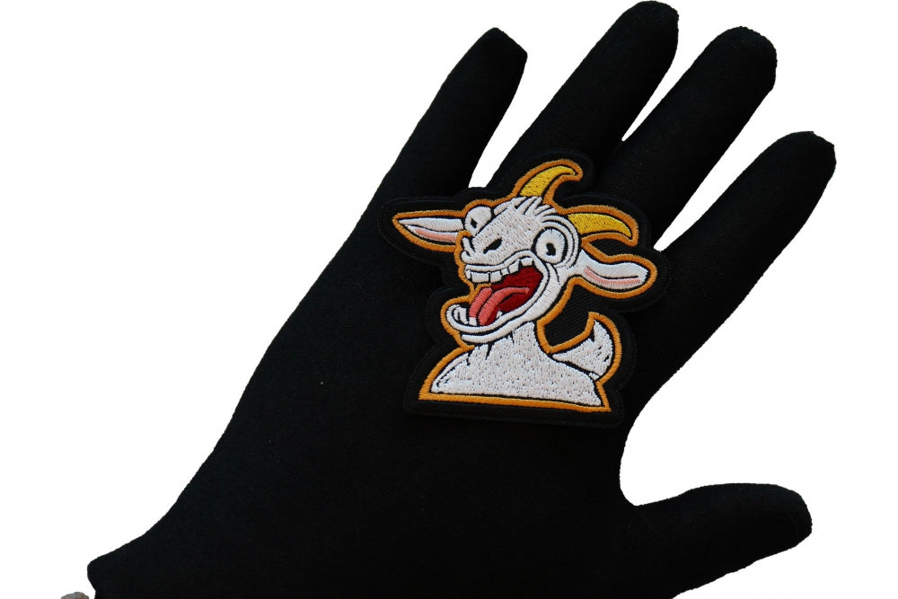 GOAT Embroidered Patch shown for scale
