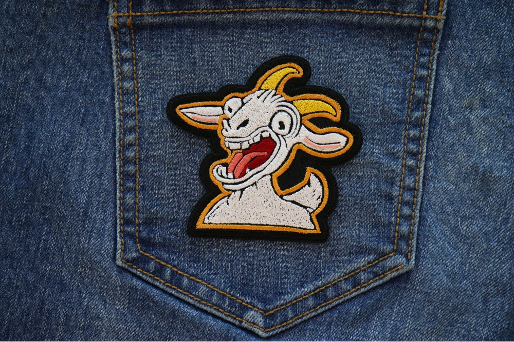 Awesome GOAT Iron-On Patch – Bold and Fun Embroidered Design (3 x 3 inches )