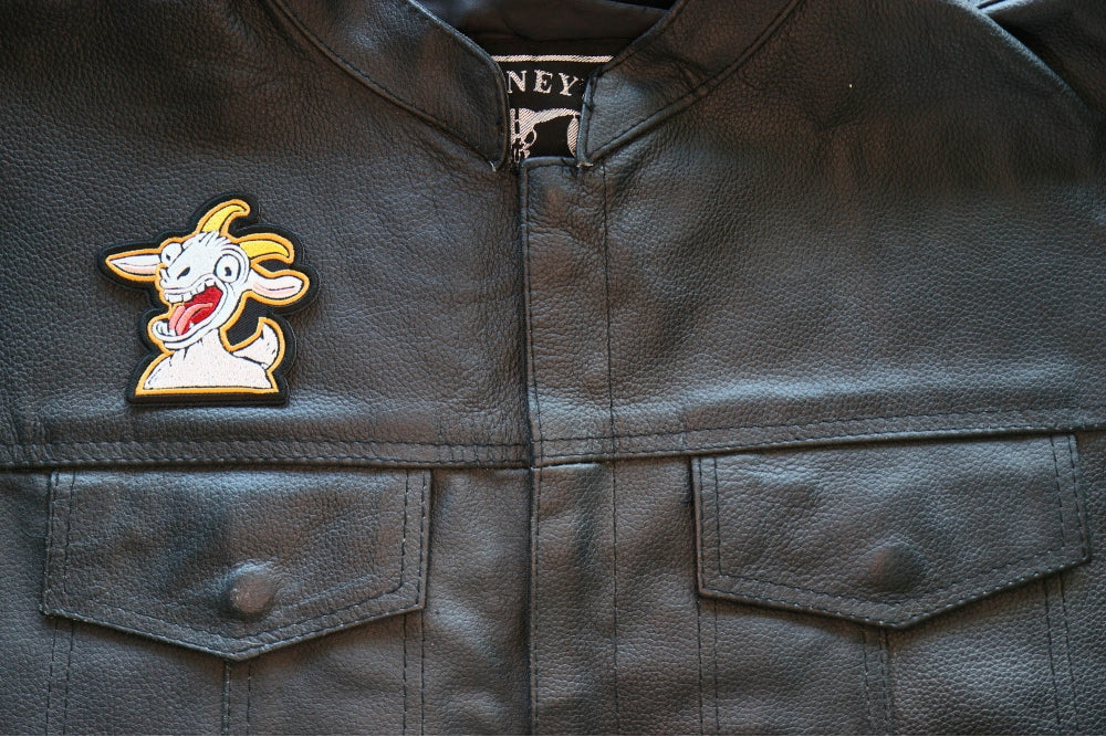 GOAT Embroidered Patch stitching detail