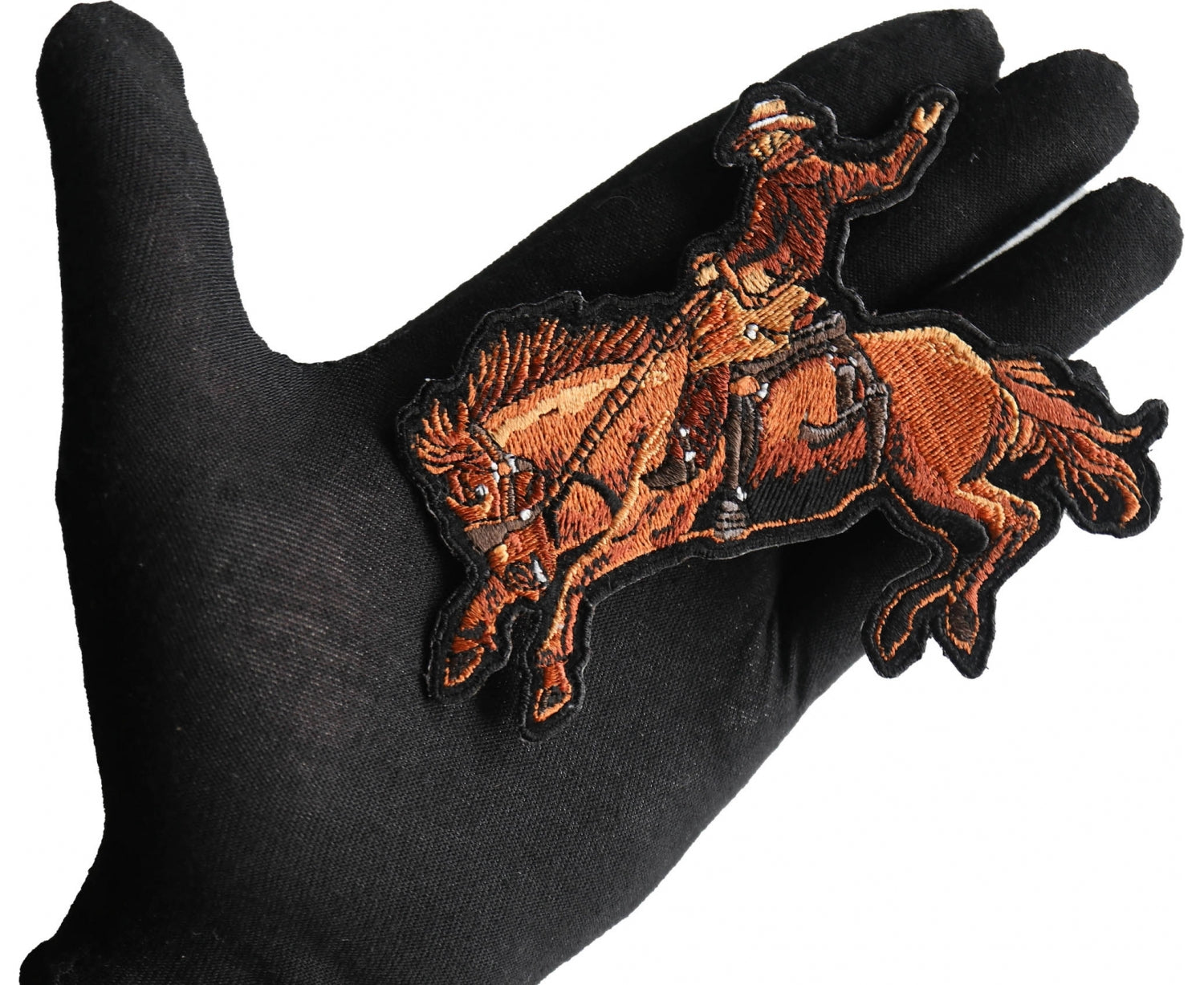 Cowboy Horse Embroidered Patch reverse and construction view