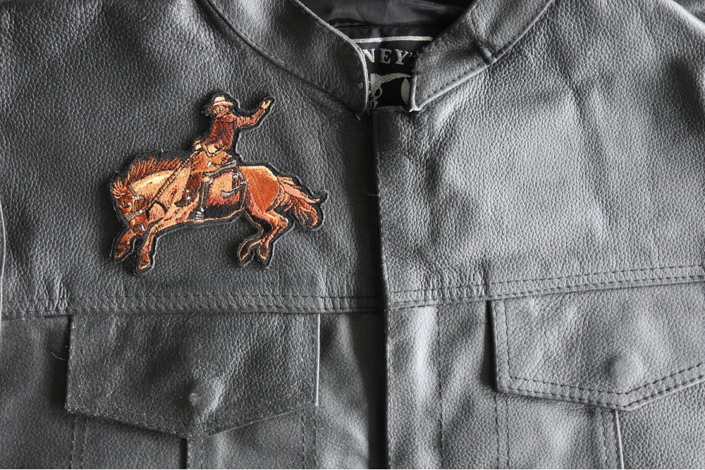 Cowboy Horse Embroidered Patch apparel application view
