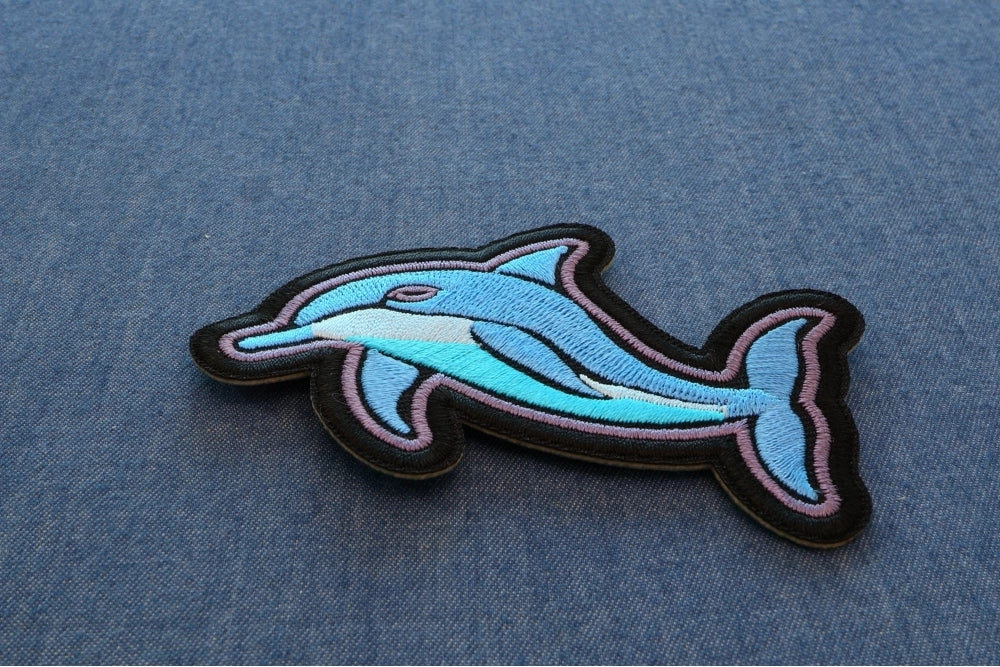 Dolphin Embroidered Patch reverse and construction view