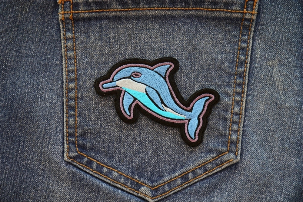 Dolphin Embroidered Patch apparel application view