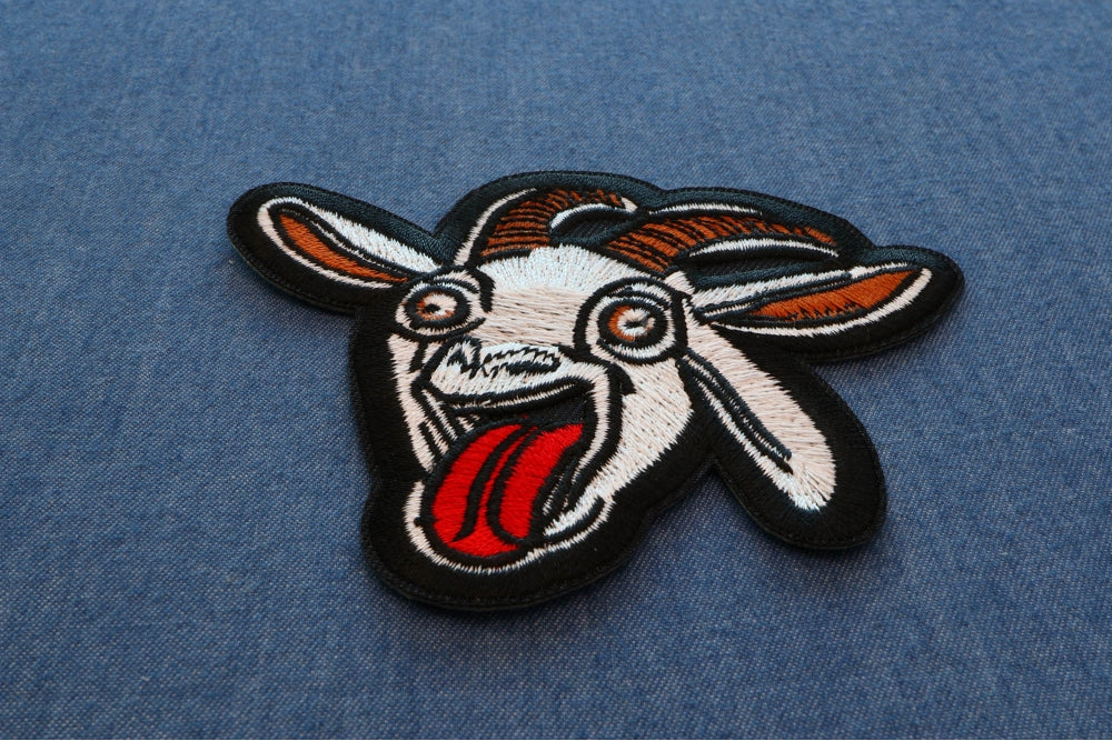 Goat Embroidered Patch reverse and construction view