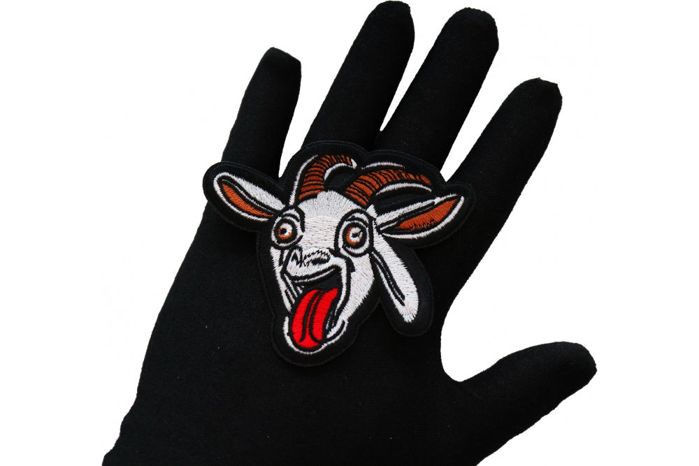 Goat Embroidered Patch shown for scale