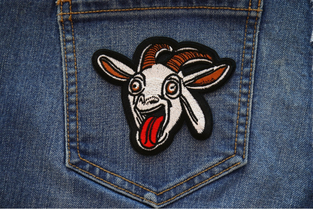 Goat Embroidered Patch stitching detail
