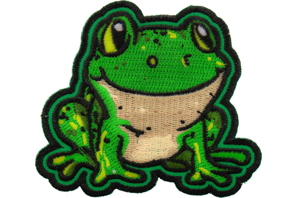 Green Frog Embroidered Patch apparel application view