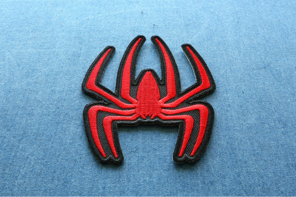 Red Spider Embroidered Patch reverse and construction view