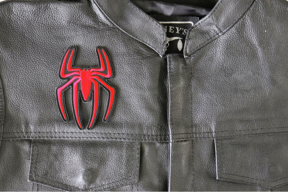 Red Spider Embroidered Patch stitching detail