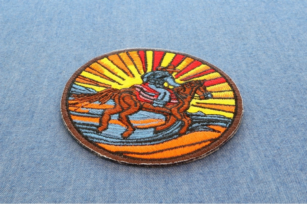 Riding into the Sunset Horse Embroidered Patch reverse and construction view