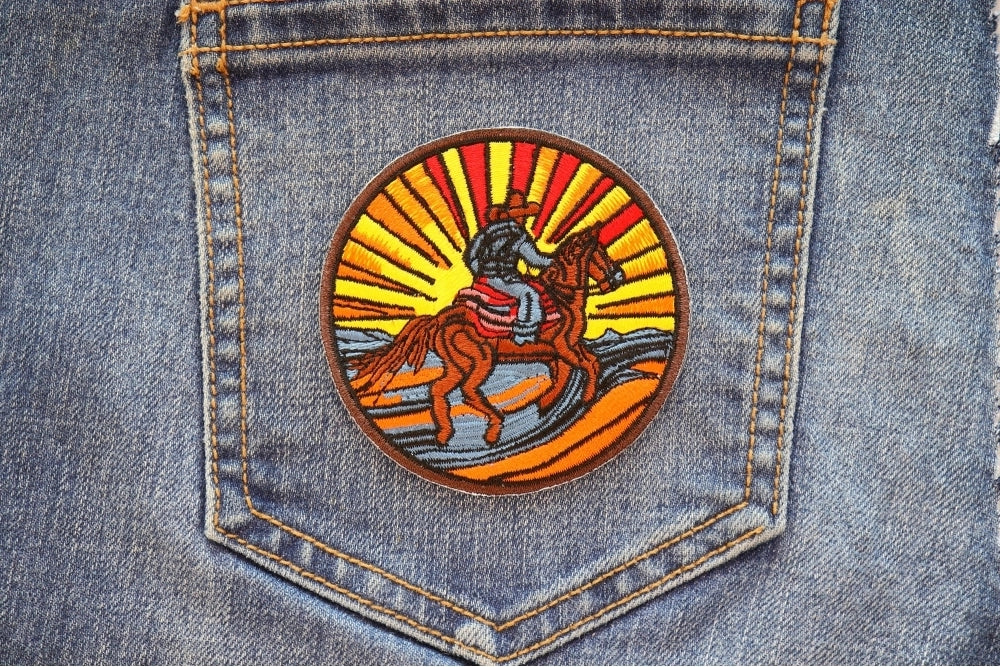 Riding into the Sunset Horse Embroidered Patch apparel application view
