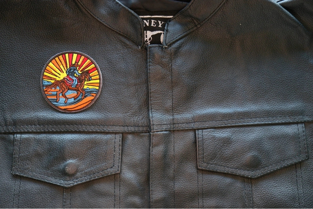 Riding into the Sunset Horse Embroidered Patch stitching detail