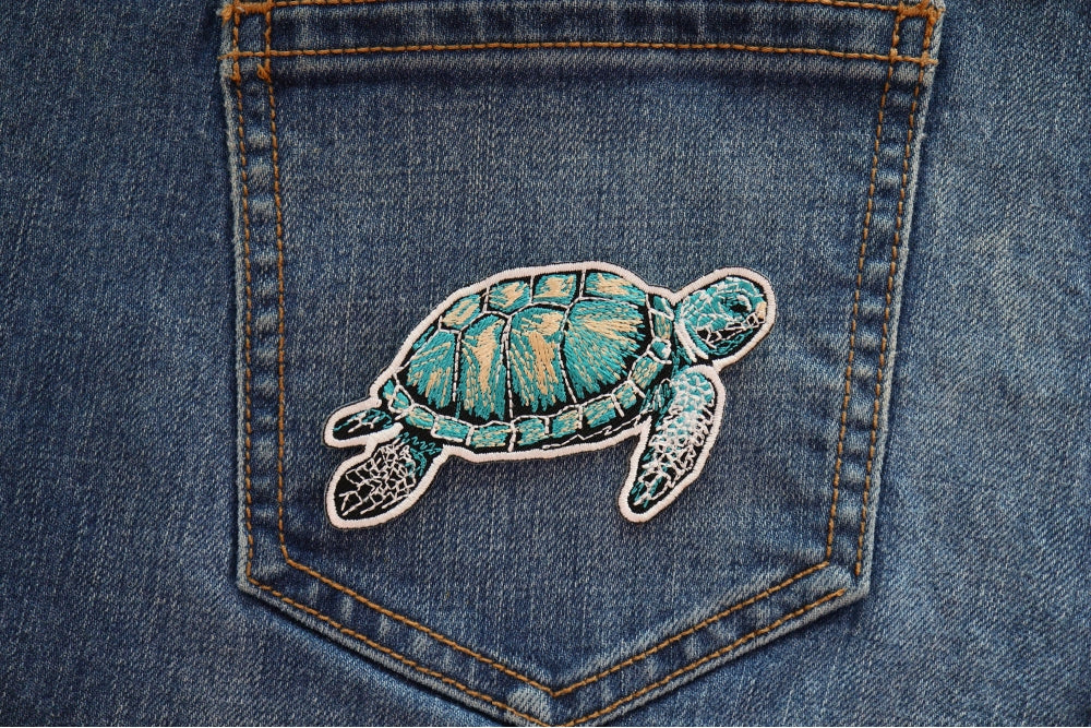 Sea Turtle Embroidered Patch apparel application view