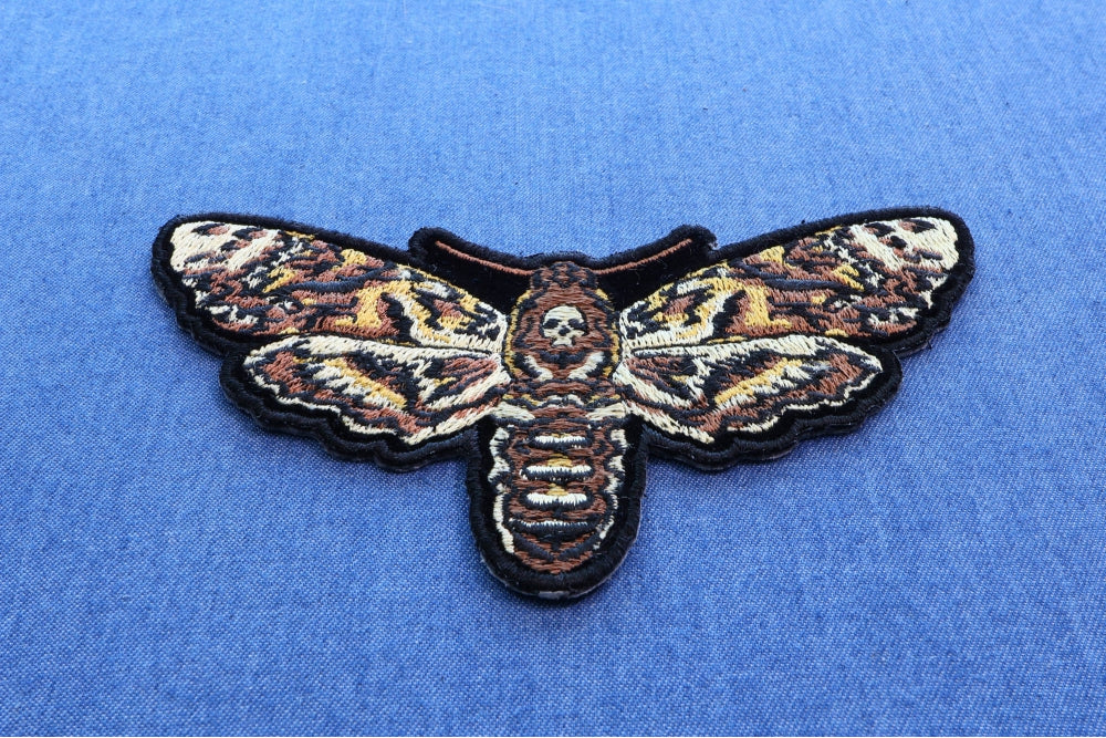 Psycho Moth Skull Embroidered Patch reverse and construction view