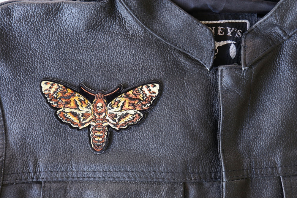 Psycho Moth Skull Embroidered Patch stitching detail