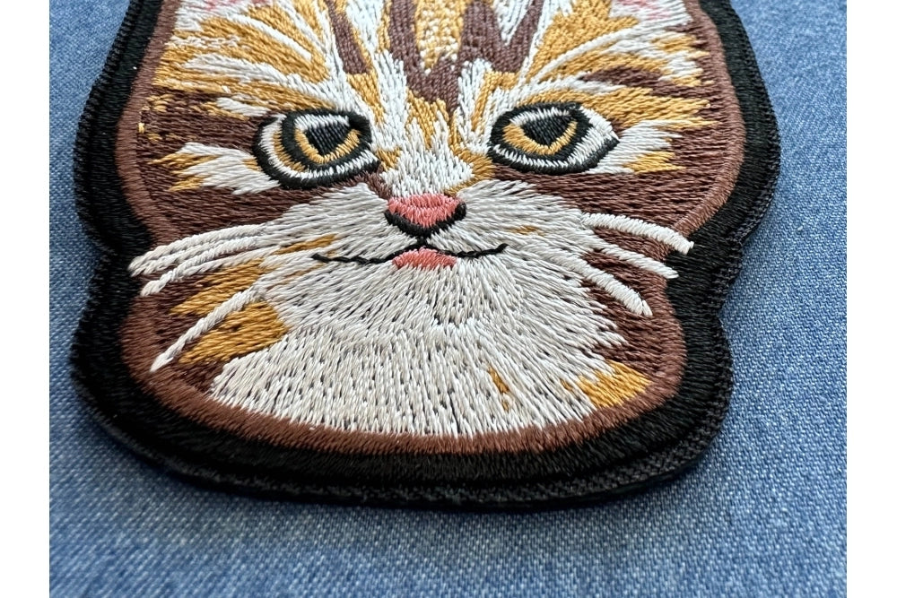Sweet Kitty Cat Embroidered Patch reverse and construction view